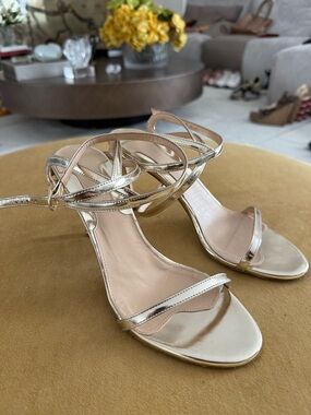 Chelsea Paris Metallic Gold Strappy Heeled Sandals
